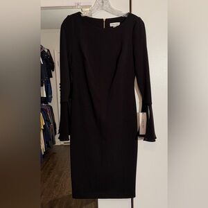 Calvin Klein Elegant Black Long Sleeve Dress